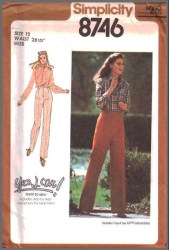 8746 SIMPLICITY 1978 LEARN TO SEW FLY FRONT PANTS PATTERN SIZE 12 UNCUT